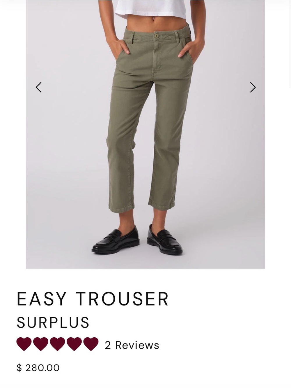 AMO Denim - Easy Trouser in Surplus Olive Green (size: 27)